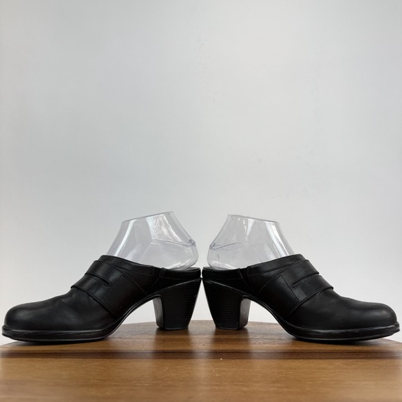 Womens Dansko Blake Black Leather Heeled Backless Mules Clogs Size EU 39 - Picture 5 of 8